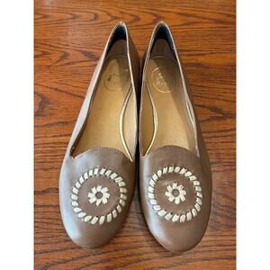 Jack Rogers Waverly Women's Leather Flats Brown Gold Size 9.5